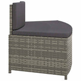 Spa Benches with Cushions 2 pcs Grey Poly Rattan - Rear View