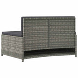 Spa Benches with Cushions 2 pcs Grey Poly Rattan - Close-Up Angle