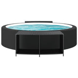 Storage Shelves 2 pcs Black Poly Rattan - Side View