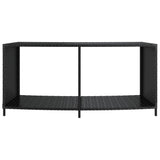 Storage Shelves 2 pcs Black Poly Rattan - 45-Degree Angle