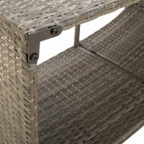 Storage Shelves 2 pcs Grey Poly Rattan - Low Angle