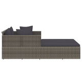 Sunbed with Cushions Grey 182x118x63 cm Poly Rattan - Top-Down View