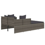 Sunbed with Cushions Grey 182x118x63 cm Poly Rattan - 45-Degree Angle