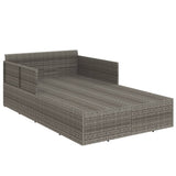 Sunbed with Cushions Grey 182x118x63 cm Poly Rattan - Rear View