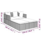 Sunbed with Cushions Grey 182x118x63 cm Poly Rattan - Low Angle