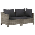2 Piece Garden Lounge Set with Cushions Grey Poly Rattan