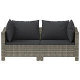 2 Piece Garden Lounge Set with Cushions Grey Poly Rattan - Top-Down View
