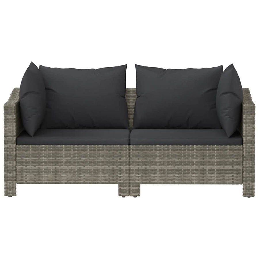 2 Piece Garden Lounge Set with Cushions Grey Poly Rattan