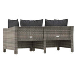 2 Piece Garden Lounge Set with Cushions Grey Poly Rattan - Rear View