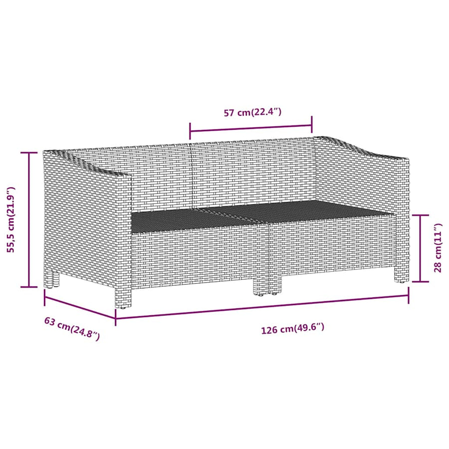 2 Piece Garden Lounge Set with Cushions Grey Poly Rattan