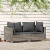 2 Piece Garden Lounge Set with Cushions Grey Poly Rattan