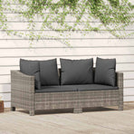 2 Piece Garden Lounge Set with Cushions Grey Poly Rattan