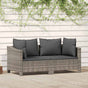 2 Piece Garden Lounge Set with Cushions Grey Poly Rattan