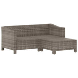 3 Piece Garden Lounge Set with Cushions Grey Poly Rattan - Side View