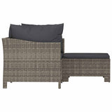 3 Piece Garden Lounge Set with Cushions Grey Poly Rattan - 45-Degree Angle