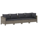 4 Piece Garden Lounge Set with Cushions Grey Poly Rattan