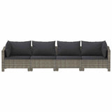 4 Piece Garden Lounge Set with Cushions Grey Poly Rattan - Top-Down View