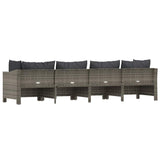 4 Piece Garden Lounge Set with Cushions Grey Poly Rattan - Rear View