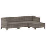 4 Piece Garden Lounge Set with Cushions Grey Poly Rattan