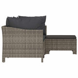 4 Piece Garden Lounge Set with Cushions Grey Poly Rattan - 45-Degree Angle