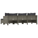 4 Piece Garden Lounge Set with Cushions Grey Poly Rattan - Rear View