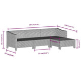 4 Piece Garden Lounge Set with Cushions Grey Poly Rattan - Low Angle