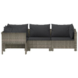 4 Piece Garden Lounge Set with Cushions Grey Poly Rattan - Top-Down View