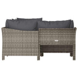 4 Piece Garden Lounge Set with Cushions Grey Poly Rattan - 45-Degree Angle
