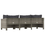 4 Piece Garden Lounge Set with Cushions Grey Poly Rattan - Rear View