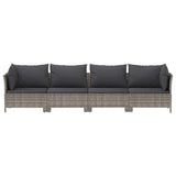 4 Piece Garden Lounge Set with Cushions Grey Poly Rattan - Top-Down View