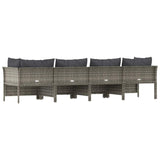 4 Piece Garden Lounge Set with Cushions Grey Poly Rattan - Rear View