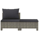 2 Piece Garden Lounge Set with Cushions Grey Poly Rattan