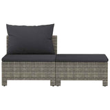 2 Piece Garden Lounge Set with Cushions Grey Poly Rattan - Top-Down View