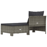 2 Piece Garden Lounge Set with Cushions Grey Poly Rattan