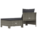 2 Piece Garden Lounge Set with Cushions Grey Poly Rattan - Rear View