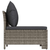 2-Seater Garden Sofa with Cushions Grey Poly Rattan - 45-Degree Angle