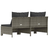 2-Seater Garden Sofa with Cushions Grey Poly Rattan - Rear View