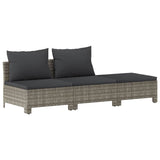 3 Piece Garden Lounge Set with Cushions Grey Poly Rattan - Front View