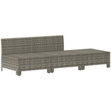 3 Piece Garden Lounge Set with Cushions Grey Poly Rattan - Side View