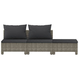 3 Piece Garden Lounge Set with Cushions Grey Poly Rattan - Top-Down View