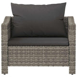 Garden Armchair with Cushion Grey Poly Rattan - Top-Down View