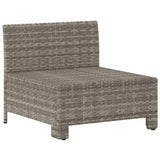 Garden Middle Sofa with Cushion Grey Poly Rattan - Side View