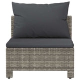 Garden Middle Sofa with Cushion Grey Poly Rattan - Top-Down View