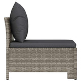 Garden Middle Sofa with Cushion Grey Poly Rattan - 45-Degree Angle
