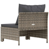 Garden Middle Sofa with Cushion Grey Poly Rattan - Rear View
