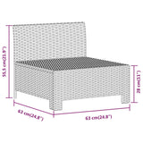 Garden Middle Sofa with Cushion Grey Poly Rattan