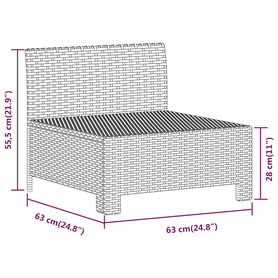 Garden Middle Sofa with Cushion Grey Poly Rattan