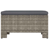 Garden Footrest with Cushion Grey Poly Rattan