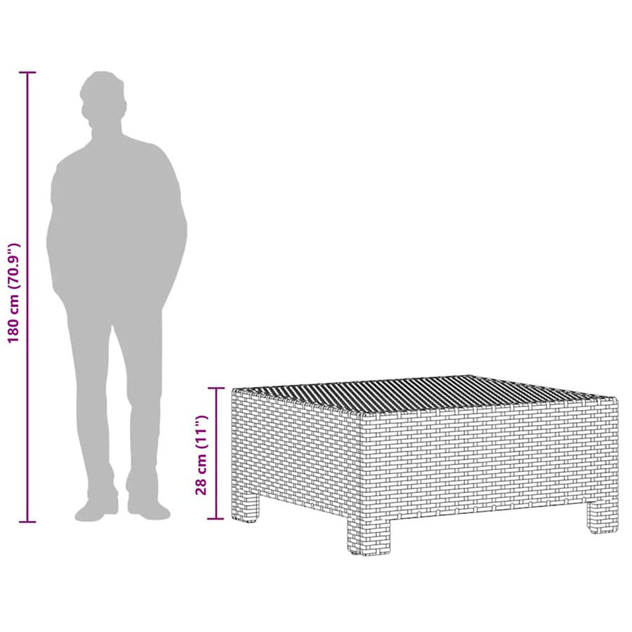 Garden Footrest with Cushion Grey Poly Rattan