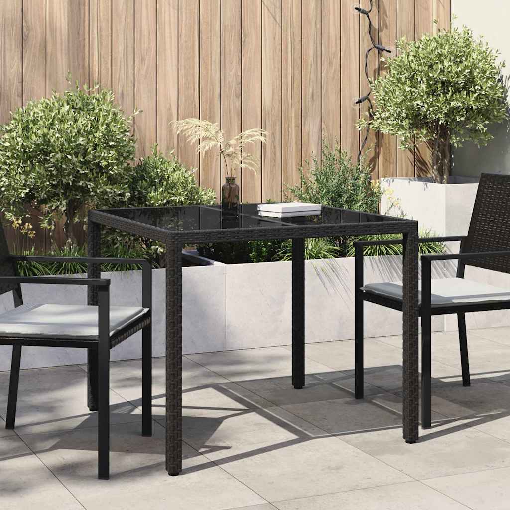 Garden Table Black 90 x 90 x 75 cm Poly Rattan